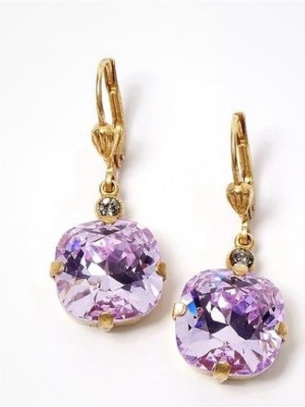 Catherine Popesco Swarovski Crystal Drop Earrings in Lilac
